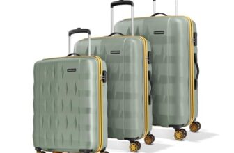 Aristocrat Comet Set of 3 (Cabin+Medium+Large) Hard Case Trolley Bags,Green