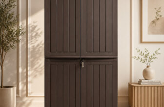 ARLAVYA 1 Year Warranty | Plastic Cupboard Wardrobe Storage Cabinet with Shelves Plastic Free Standing Cabinet(Finish Color – Dark Brown, Door Type- Hinged, DIY(Do-It-Yourself))