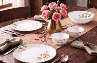 La Opala Novo Opalware Dinner Set, 10 Pcs for Family of 2, Rose Garden