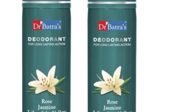 Dr Batra’s Deodarant For Women, With Long Lasting Action Rose, Jasmine & Lily Of The Valley, Mild Fragrance, Alcohol free (150 ml, Pack of 2)