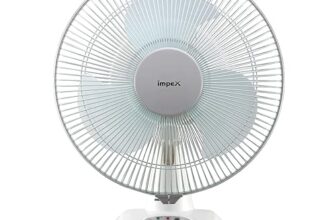 Impex BREEZE D3 Rechargeable Table Fan| 1600 RPM| 300mm Air Sweep| 4800 mAh Battery| BLDC Motor| Silent 3 Blade Fan| 3 Speeds| 6 Hrs Backup| Dual Selection LED Light| USB Charging| AC/DC Fan| White