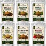 VEDNIRA Amla Reetha Shikakai Bhringraj Hibiscus Rosemary Original Powder Combo – 300g (50g x 6 Pack) | A Complete Natural Ayurvedic Powder Combo for Hair Growth, Hairfall Control & Damaged Repair