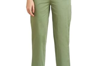 Amazon Brand – Symbol Women’s Tapered Paper Bag Trousers (High Rise Ankle Length | with Self Fabric Belt) (CT-19 Cont_Olive_26)