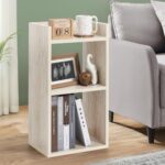 ABOUT SPACE Side Table – Bed Side Tables for Bed Room with 2 Adjustable Shelves | DIY Engineered Wood Night Stand with Storage, Open Display End Table for Home Office (L 33 x B 24 x H 61.5 cm – Beige)