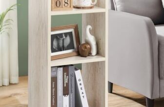 ABOUT SPACE Side Table – Bed Side Tables for Bed Room with 2 Adjustable Shelves | DIY Engineered Wood Night Stand with Storage, Open Display End Table for Home Office (L 33 x B 24 x H 61.5 cm – Beige)