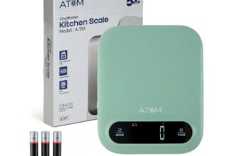 Atom A138 Digital Kitchen Scale for Home (Green, 5 Kg) | Weight Scale for Food & Kitchen Weighing Machine | 1 g Accuracy with Tare, Multiple Weighing Modes & Overload Indicator, LCD Display