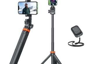 EUCOS 62″ Phone Tripod, Tripod for iPhone & Selfie Stick with Remote, Extendable Cell Phone Stand & Ultimate Phone Holder, Solidest Phone Stand Compatible with iPhone/Android