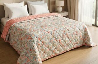 BSB HOME Ultrasonic Quilted AC Comforter 220 GSM|Premium Microfiber Reversible All Season Blanket for Double Bed | Ultra Soft Lightweight Quilt Duvet | 225 x 220 cm (Red & Offwhite)
