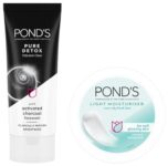 POND’S Pure Detox Face Wash 200 g, Daily Exfoliating & Brightening Cleanser, Deep Cleans Oily Skin – With Activated Charcoal for Fresh, Glowing Skin & POND’S Light Face Moisturizer 200 ml