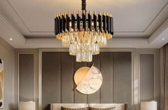 Weldeccor®Luxury Crystal Chandelier for Living Room Bedroom | Black Gold Modern LED Ceiling Light | Designer Hanging Lamp for Hall Dining Foyer (BG-400mm)