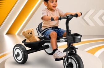 Amazon Brand – Jam & Honey | Kids Tricycle | Red | 2-Point Safety Harness | Ergonomic Seat | Mild-Steel Frame | Front Basket & Rear Storage Tray | Ages 2+ Years