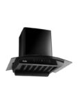 Glen ISPA AC BL 60CM 1200 CMH 60 cm Curved Glass 60 cm|Digital Display|Touch & Gesture Control| Autoclean| Filterless|Powerful Suction | Low Nois Auto Clean Chimney(Wall Mounted, Black)
