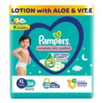 Pampers Complete Skin Comfort Pants, (XL) 56 Count, Anti-rash blanket, Lotion with Vitamin E & Aloe Vera, Extra Large size baby diapers, 12-17kg