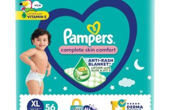 Pampers Complete Skin Comfort Pants, (XL) 56 Count, Anti-rash blanket, Lotion with Vitamin E & Aloe Vera, Extra Large size baby diapers, 12-17kg