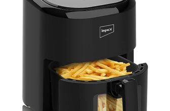 Impex Smart Fry DS45 Digital Air Fryer| 4.5L Capacity| Non-Stick Basket| 1200W Cyclonic Air Technology| See-Through Glass Window| 10 Preset Cooking Menus| 60-Min Timer| 90% Less Oil Cooking| Black