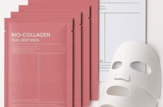 (Pack of 4) Bio-Collagen Real Deep Mask | Korean Collagen Face Mask with Low Molecular Collagen & Hyaluronic Acid | Overnight Hydrating Hydrogel Mask | Pore Minimizing, Wrinkle Reduction, Glass Skin | Paraben-Free