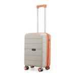 Provogue Cascade Hard-Sided PP 55 Cm Suitcase/Cabin Trolley Bag Small| Expandable Space with 8 Wheels Trolley Bags for Travel |Combination Lock|5 Year Warranty (Timberwolf Grey/Burnt Orange)