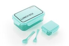 ATTRO Crunch Plastic Lunch Box Airtight, BPA-Free Comes with Fork & Spoon – Ideal for Office, School, Travel, Adults & Kids- Green- 900ml