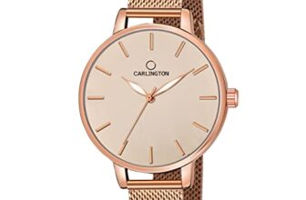 Carlington Big Dial Women’s Analog Watch With Stainless Steel Mesh Strap, Adjustable Clasp and Water Resistant Body (Silver/Rose Gold/Black Dial) | Rakhi Gift for Sister and Girls