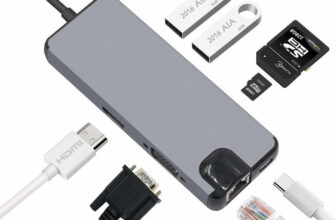 LipiWorld 8 in 1 USB C Hub Multifunction Type C Dock USB 3.0 Adapter HDMI Wired Ethernet Lan Adapter compatible with Windows, Mac(500 Mbps)