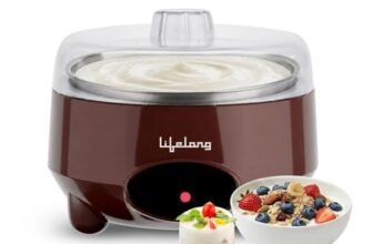 Lifelong Automatic Yogurt & Curd Maker Machine for Home | Auto Temperature Regulation | Electric Probiotic Yogurt Maker for Kitchen (1 L) | Thick Creamy Probiotic Curd |304 Stainless Steel Container
