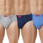 Rupa Jon Plain Brief for Men, 100% Cotton Fabric, Inner Elastic, Pack of 3