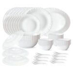 Larah by Borosil 47 pc Opalware Dinner Set for Family of 8 (White)