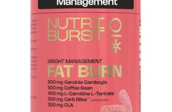 Nutriburst Fat Burn Tablets for Men & Women | Weight Management Supplement with Garcinia Cambogia, Green Coffee Bean, L-Carnitine, CLA & Carb Blocker | 60 Tablets | 1-Month Pack