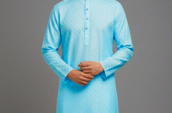 Tibra Collection Men Solid Straight Kurta(Light Blue)