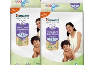 Himalaya Total Care Super Absorb Baby Pants Diaper | Size L (Large) 128 Count | Pack of 2 | 9-14 kg | Breathable & Rapid Zig Zag Absorption | Keeps Skin Calm & Rash Free