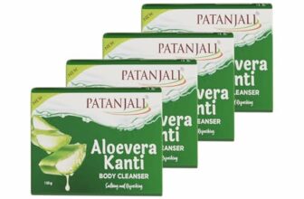 Patanjali Aloe Vera Kanti Body Cleanser Soap for Men and Women(150g, Pack of 4), Nourishing & Moisturizing, Natural for Soft Skin
