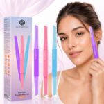 HomeBasic Face Razor for Women, Pack of 3 | Dual Blade Eyebrow Razor for Women & Facial Hair Remover | Reusable Stainless Steel Dermaplaning Tool for Upper Lip, Chin, Forehead & Peach Fuzz