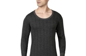 Dixcy Scott Originals Mens Light Round Neck Full Sleeves Solid Thermal Tops(Charcoal Melange)-XS
