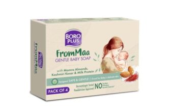 BOROPLUS FromMaa Gentle Baby Soap (75 g X 4), With Mamra Almonds, Kashmiri Kesar and Milk Protein, Designed Safe & Gentle, No added Parabens, Phthlates or other harmful chemicals