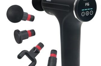 AGARO Galaxy Massager Machine, Handheld Deep Tissue Massage Gun, 4 Heads, 6 Speed, Rechargeable Percussion Massager for Muscle Relief & Relaxation, for Neck, Shoulder, Back, Foot & Full Body, Black