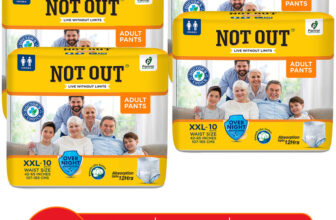 NOT OUT Pant Style Adult Diaper | Waist Size 42-65 Inch | 12-Hour Overnight Protection Pant Diapers – XXL(40 Pieces)