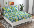 Bsb Home Premium Cotton Elastic Fitted Bedsheets With 2 King Size Pillow Covers | Double Bed With All Around Elastic 180 Tc Supersoft | Size – 72 King Sizex78+10 Inches | Green And White Small Circle