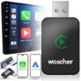 WOSCHER 2in1 Airlink Wireless Carplay Adapter|Android Auto Adapter for Car |Convert Wired to Wireless,Bluetooth Connectivity for Cars, OEM Installed Wired Android Auto/CarPlay (Black)| 2 Yrs Warranty