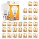 wipro Garnet 10W LED Bulb for Home & Office |Cool Day White (6500K) | B22 Base|220 degree Light coverage |4Kv Surge Protection |400V High Voltage Protection |Energy Efficient | Pack of 30