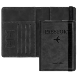 MOHILAA Passport Holder & Cover with Card and Boarding Pass Slots – PU Leather Bi-Fold Travel Wallet Case | RFID Blocking Travel Accessory for Passports, Credit Cards & IDs (Passport-Holder-Black-1)