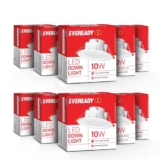 Eveready 10W LED Downlight, Round Shape, Cool Day White, 80 lm/W Efficiency, 4KV Surge Protection, 810 Lumens, 75mm Cut Size, Lightweight, Integrated Driver, Junction Box Fit, Pack of 10