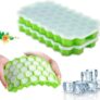 Silicone Honeycomb Ice Cube Tray with Lid 37-Cavity Flexible Mould – Small Cubes for Whiskey, Juice, Baby Food – Freezer Safe, Color May Vary (Pack of 1)