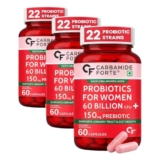 Carbamide Forte Women’s Probiotics Supplement 60 Billion CFU | Vaginal Probiotics & Gut Health Supplements with Cranberry Extract | 60 Veg Capsules (Pack of 3)