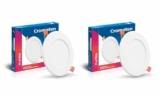 Crompton Star Slim Recessed Downlighter 3W Round Warm White | Pack of 2 | False Ceiling required, Cutout: 3″ | For Hall, Bedroom, Kitchen, Office, Store