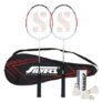 Silver’s Aluminium Defender Badminton Kit (2 Racquets with Full Cover, 1 Box Feather Shuttlecock Pack of 3)(Red/White)