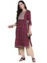 Ishin Women’S Viscose Rayon Magenta Embellished A-Line Flared Kurta