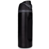 FreeSip 32oz Insulated Stainless Steel Water Bottle with Built-in Straw & Spout – Leakproof, Double-Wall Thermos Bottle for Hot & Cold Drinks, Travel, Gym, Office, Sports (Black)