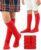 WKLOUYHE Kid’s Knee High Cotton Socks for Girls Boys and Toddlers, Solid Color Long School Uniform Socks_Pack Of 04,Red_10-11 Years