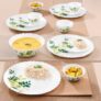 Larah by Borosil Fluted Series Fern Opalware Dinner Set | 19 Piece for Family of 6 | Microwave & Dishwasher Safe | Bone-Ash Free | Crockery Set for Dining & Gifting | Plates & Bowls | White