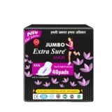Extra Sure XXXL Sanitary Pads – 100% Cotton, Ultra-Absorbent & Leak-Proof Feminine Hygiene Pads – Skin-Friendly Comfort (Pack of 40)